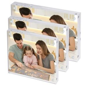 ⭐️3 Pack 5x7 Clear Acrylic Photo Frames Freestanding Thick Block